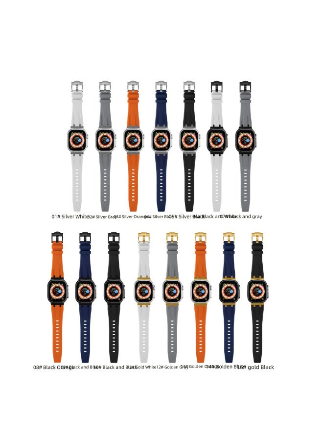 For Apple Watch Apple Watch Liquid Silicone Strap Stainless Steel Head Ultra Strap - Image 2