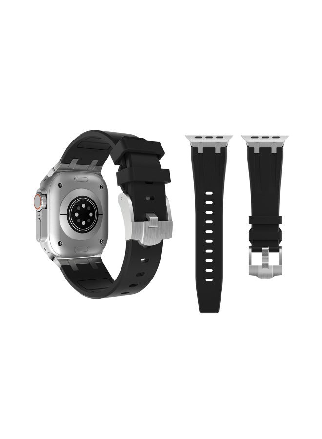 For Apple Watch Apple Watch Liquid Silicone Strap Stainless Steel Head Ultra Strap - Image 3