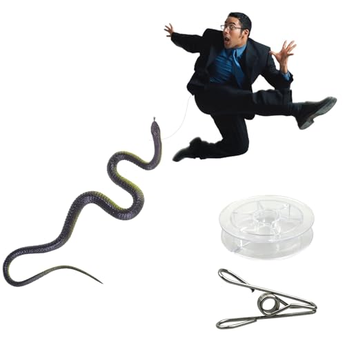 Morofme Snake Prank with String Clip Snake on a String Prank Clip on Snake Prank Realistic Snake Prank for Golf Fake Snake with String and Clip Realistic Rubber Snake Toy for Keep Birds Away - Image 1