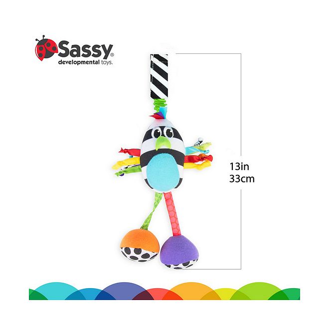 Sassy Boppin Birdie Rattle for Babies 0-12 Months, Colorful Sensory Exploration Toy with Gentle Chime, 35.5 x 7.6 x 10.1 cm - Image 5