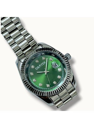 A luxurious men's set consisting of a regal stainless steel watch, a classic dial with date display, water resistance, prayer beads, a pen, and cufflinks. - view 3
