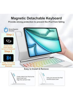 Rock Pow Magic Keyboard for iPad Air 11 inch(M3/M2) 2025/2024,iPad Air 5th 10.9 Inch (2022)/Air 4th 10.9 Inch (2020) iPad Pro 11 inch (2022/2021/2020/2018) with Magnetic Back Cover, Smart Trackpad RGB Backlit for Air 6/7th 11inch and air4/5th 10.9inch  - Image 3