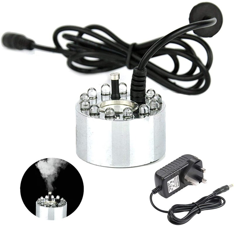 Make a Wish ® Ultrasonic Mist Maker 12 LED Changing Mist Maker Fogger/Indoor Outdoor Water Fountain Pond Pot/Fog Machine/Atomizer Air Humidifier with Adapter - Image 1