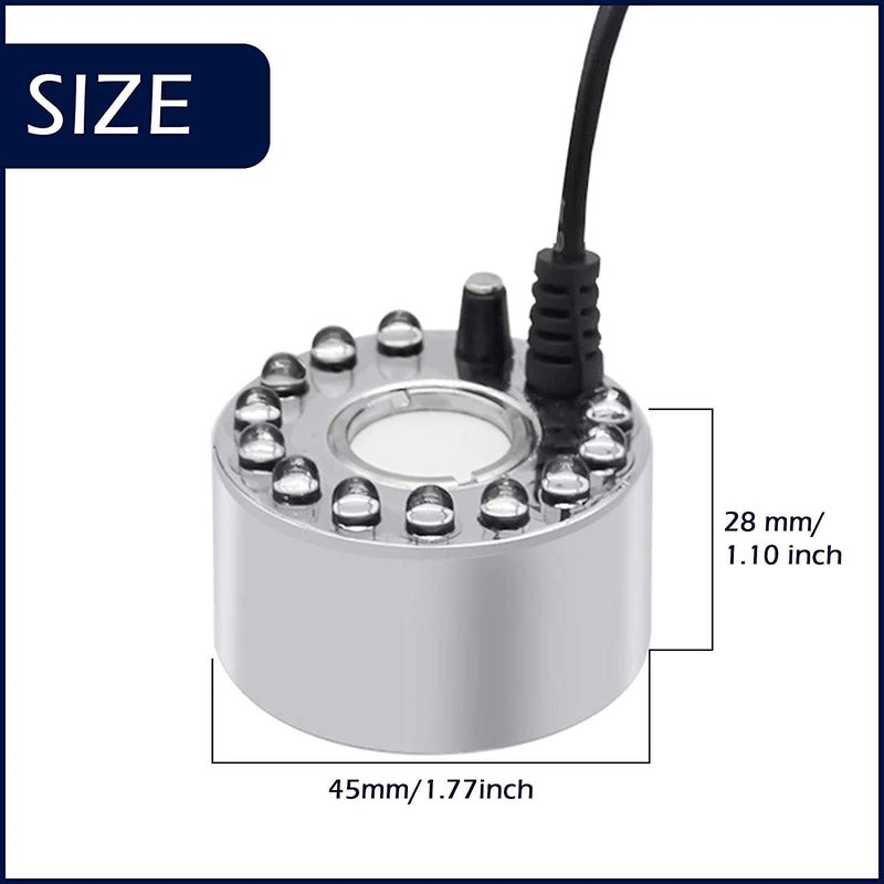 Make a Wish ® Ultrasonic Mist Maker 12 LED Changing Mist Maker Fogger/Indoor Outdoor Water Fountain Pond Pot/Fog Machine/Atomizer Air Humidifier with Adapter - Image 3