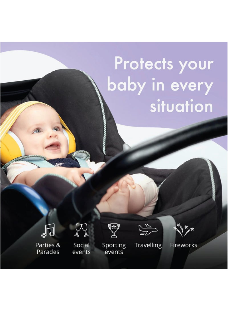 Alpine Muffy Baby Ear Protection Earmuffs for Babies and Toddlers up to 36 Months – CE & ANSI Certified Noise Reduction Headphones – Comfortable Adjustable Headband – Protects Against Loud Noise and Improves Sleep – Yellow - Image 5