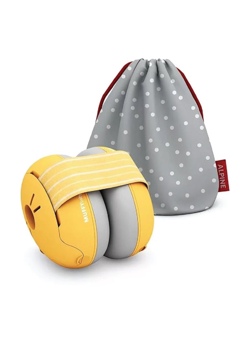 Alpine Muffy Baby Ear Protection Earmuffs for Babies and Toddlers up to 36 Months – CE & ANSI Certified Noise Reduction Headphones – Comfortable Adjustable Headband – Protects Against Loud Noise and Improves Sleep – Yellow - Image 2