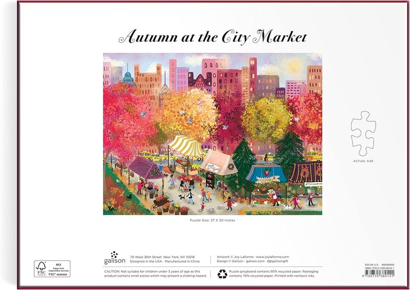 Galison Autumn at The City Market – 1000 Piece Puzzle Fun and Challenging Activity with Bright and Bold Artwork of A Fall Day at A Farmer’s Market for Adults and Families - Image 5