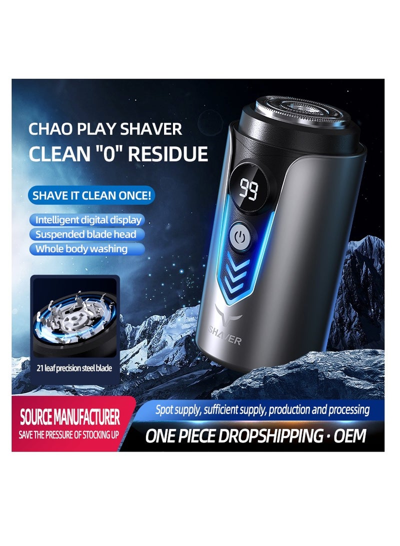  CityRiya-Long نموذج جديد الحلاقة الكهربائية المحمولة الصغيرة, جديد ترقية الجيب الحلاقة الحلاقة الصغيرة للرجال, الحلاقة الكهربائية الصغيرة, شاشة الطاقة LED USB قابلة لإعادة الشحن الحلاقة للسفر (T2-الأسود) - Image 3