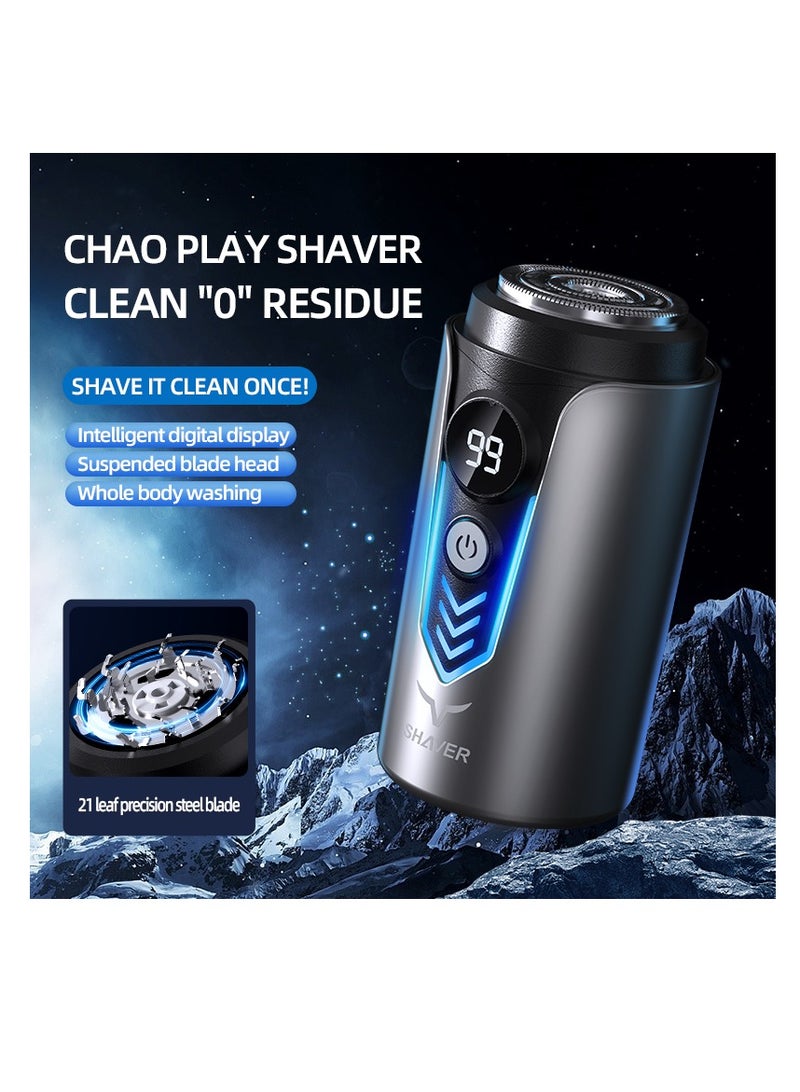  CityRiya-Long نموذج جديد الحلاقة الكهربائية المحمولة الصغيرة, جديد ترقية الجيب الحلاقة الحلاقة الصغيرة للرجال, الحلاقة الكهربائية الصغيرة, شاشة الطاقة LED USB قابلة لإعادة الشحن الحلاقة للسفر (T2-الأسود) - Image 4