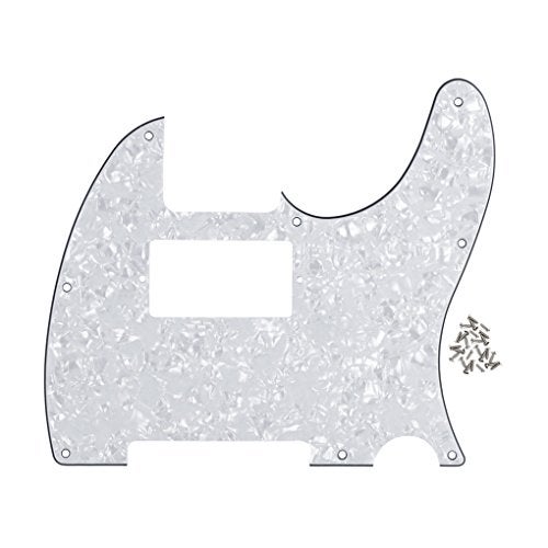 FLEOR 8 Hole TL Pickguard Guitar Humbucker Pick Guard HH with Screws Fit USA/Mexican Standard TL Style Guitar Part, 4Ply White Pearl - Image 1