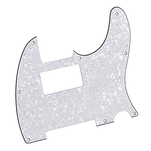 FLEOR 8 Hole TL Pickguard Guitar Humbucker Pick Guard HH with Screws Fit USA/Mexican Standard TL Style Guitar Part, 4Ply White Pearl - Image 3