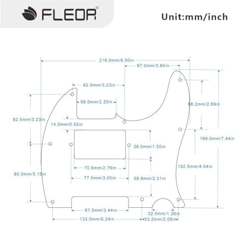 FLEOR 8 Hole TL Pickguard Guitar Humbucker Pick Guard HH with Screws Fit USA/Mexican Standard TL Style Guitar Part, 4Ply White Pearl - Image 2