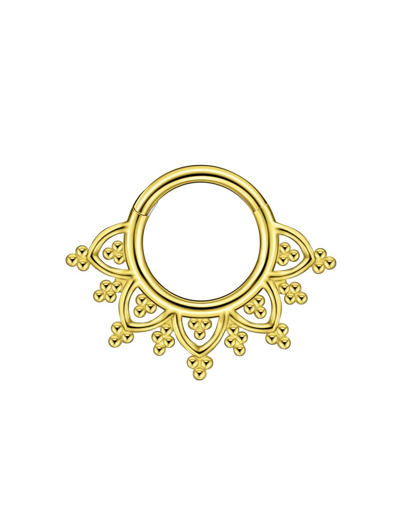 FANSING 16g Septum Rings 18k Gold-plated 8mm Lotus Septum Jewelry with Beaded Balls Surgical Steel Helix Piercing Jewelry 16 Gauge - Image 1