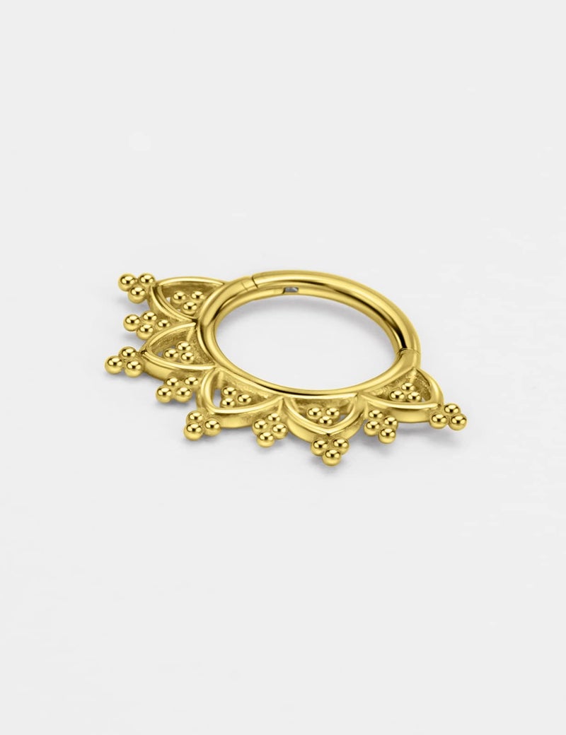 FANSING 16g Septum Rings 18k Gold-plated 8mm Lotus Septum Jewelry with Beaded Balls Surgical Steel Helix Piercing Jewelry 16 Gauge - Image 3
