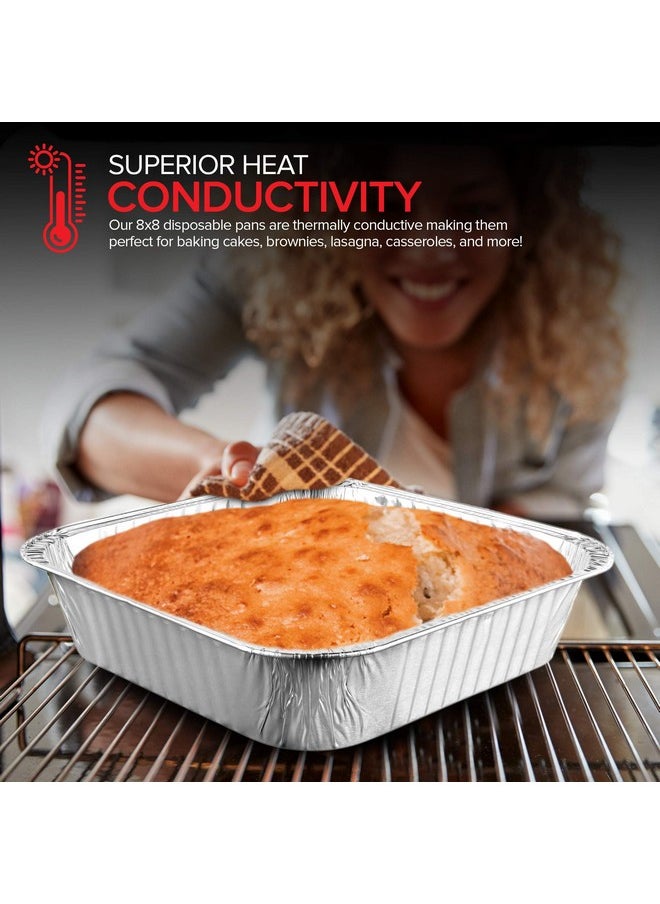 Stock Your Home 8x8 Foil Pans (50 Pack) 8 Inch Square Aluminum Pans - Foil Pans - Disposable Food Containers Great for Baking Cake, Cooking, Heating, Storing, Prepping Food  - Image 4