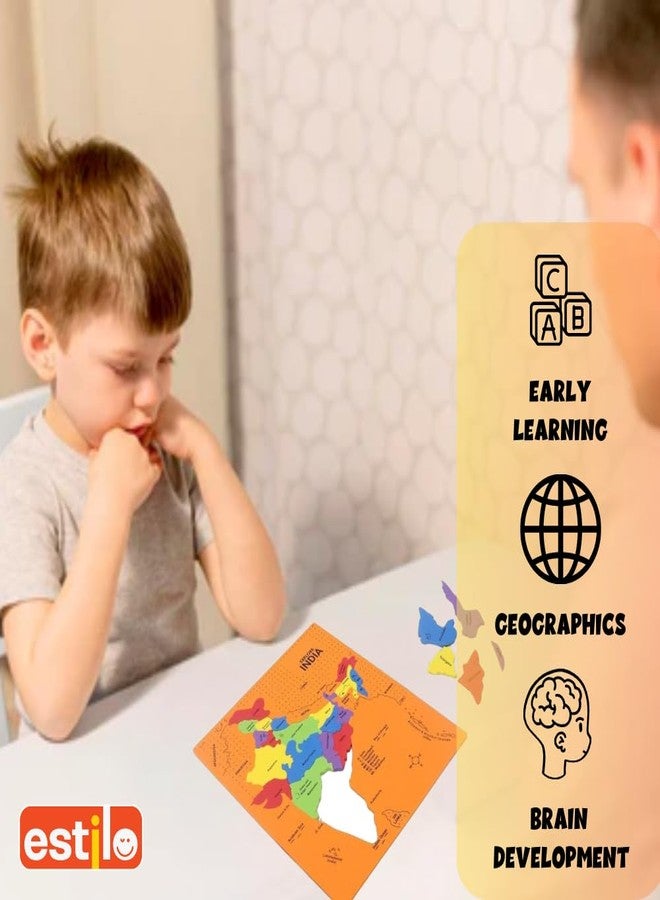 إستلو الهند مع عواصم الولايات - لعبة تعليمية ووسيلة تعليمية للأولاد والبنات - لعبة أحجية خريطة الهند 25 قطعة، للأطفال - Image 5