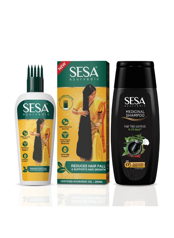 سيسا زيت الشعر الأيورفيدي سيسا 200 مل + شامبو طبي أيورفيدي 200 مل عبوة مشتركة للتحكم في تساقط الشعر وتغذية فروة الرأس ومساعدة نمو الشعر للرجال والنساء - Image 3