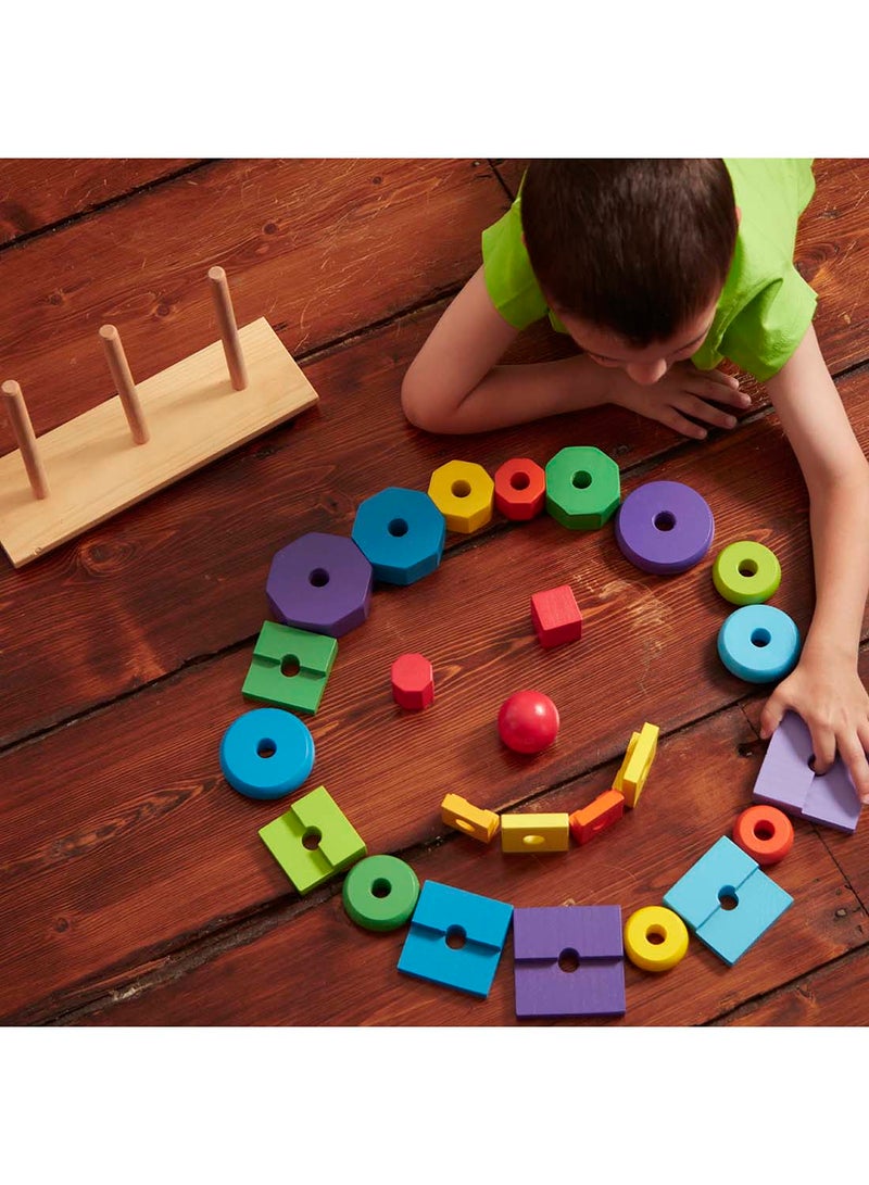 Melissa & Doug Geometric Stacker - Wooden Educational Toy Wooden Shape Sorter And Stacking Toy, Stacking Tower Toy For Babies, Stacking Toys For Toddlers And Kids Ages 2+ - Image 5