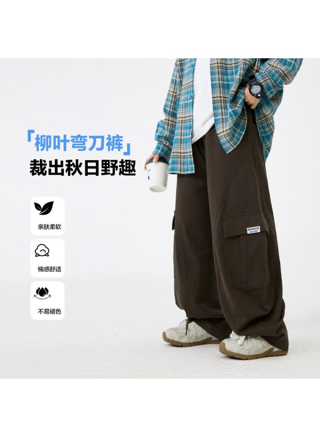 Boys' Spring Pure Cotton Wide-leg Cargo Pants  New Style Children's Loose Pants For Older Kids Long Pants Spring Outfit