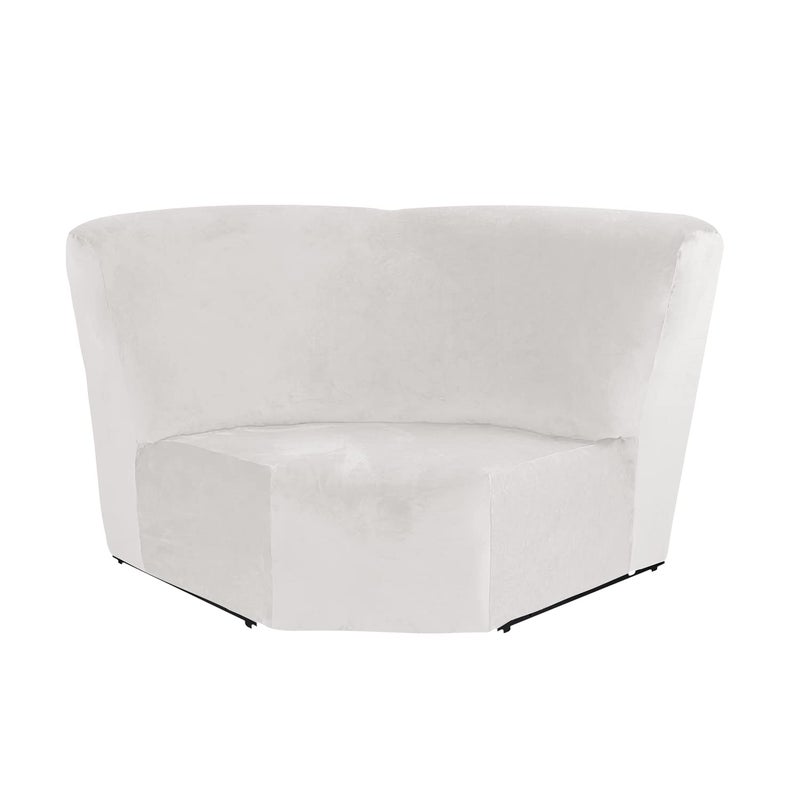 MIFXIN Corner Sofa Cover 1 Piece Velvet Stretch Corner Couch Cover for Sectional Recliner Sofa Slipcover Reclining L Shape Sofa Couch Additional Seat White