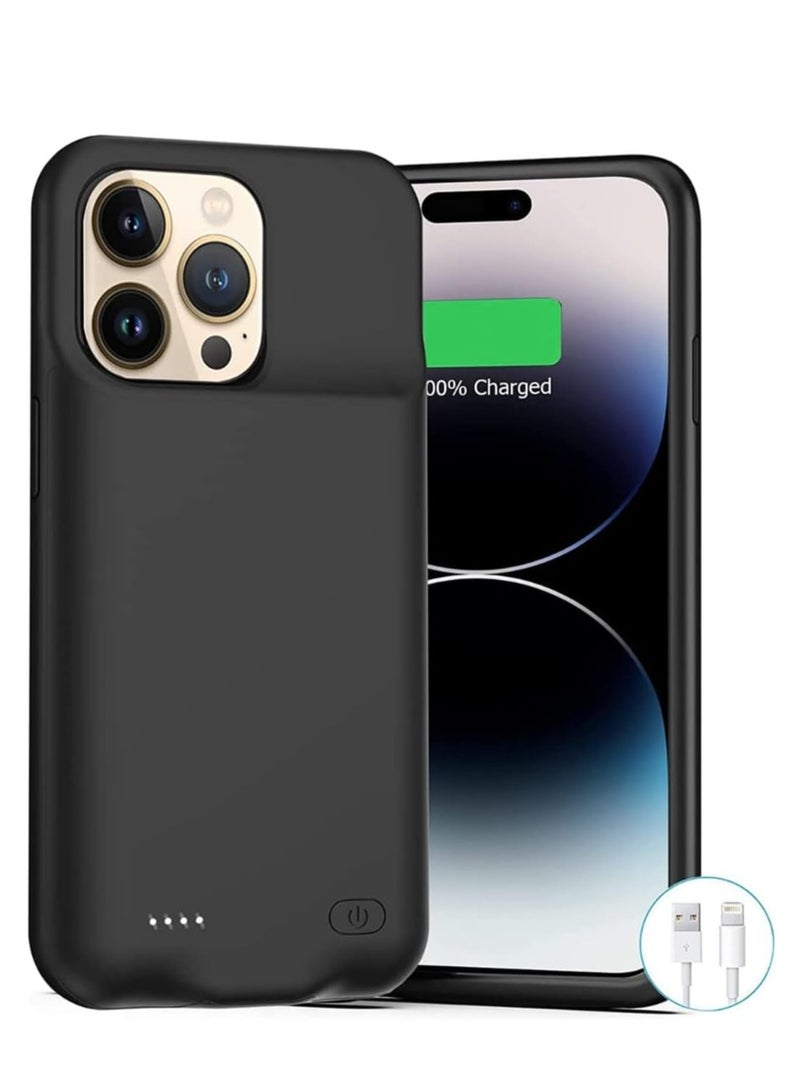 ELTRAZONE حافظة بطارية ELTERAZONE لجهاز iPhone 14 Pro Max، بطارية قابلة لإعادة الشحن بسعة 4500mAh، حافظة شحن محمولة لجهاز iPhone 14 Pro Max (6.7 بوصة) مع حزمة بطارية موسعة وحافظة شاحن واقية (أسود) - Image 1