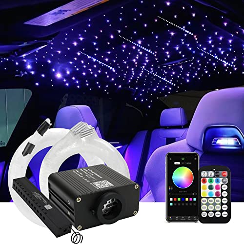 AMKI 16W 450pcs 003in 98ft Starlight Headliner Kit TwinkleSound ActivatedPure White Meteor Shooting Star APPRemote Control RGBW Fiber Optic Starlight Box for Car Home Star Ceiling Decor - Image 1