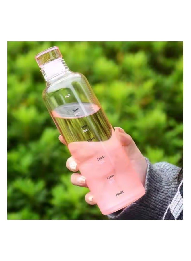 زجاجة مياه رياضية بلاستيك صحي 500 مل مع علامات زمنية، قابلة لإعادة الاستخدام ومضادة للتسرب، مثالية للرجال والنساء لصالة الألعاب الرياضية و كرة القدم و الأنشطة الخارجية، المدرسة، اللياقة البدنية، و للعمل  الحليب والعصير، زجاجة ماء شفافه جيم صحية متعددة الاستخدامات للجيم والمدرسة - زجاجه ماء مضادة للتسرب - ازازة مياه شفافة مع علامات للوقت - زجاجة ماية و عصير ولبن للاطفال و للمدرسة - Image 4