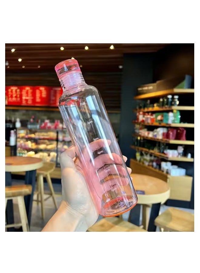 زجاجة مياه رياضية بلاستيك صحي 500 مل مع علامات زمنية، قابلة لإعادة الاستخدام ومضادة للتسرب، مثالية للرجال والنساء لصالة الألعاب الرياضية و كرة القدم و الأنشطة الخارجية، المدرسة، اللياقة البدنية، و للعمل  الحليب والعصير، زجاجة ماء شفافه جيم صحية متعددة الاستخدامات للجيم والمدرسة - زجاجه ماء مضادة للتسرب - ازازة مياه شفافة مع علامات للوقت - زجاجة ماية و عصير ولبن للاطفال و للمدرسة - Image 1
