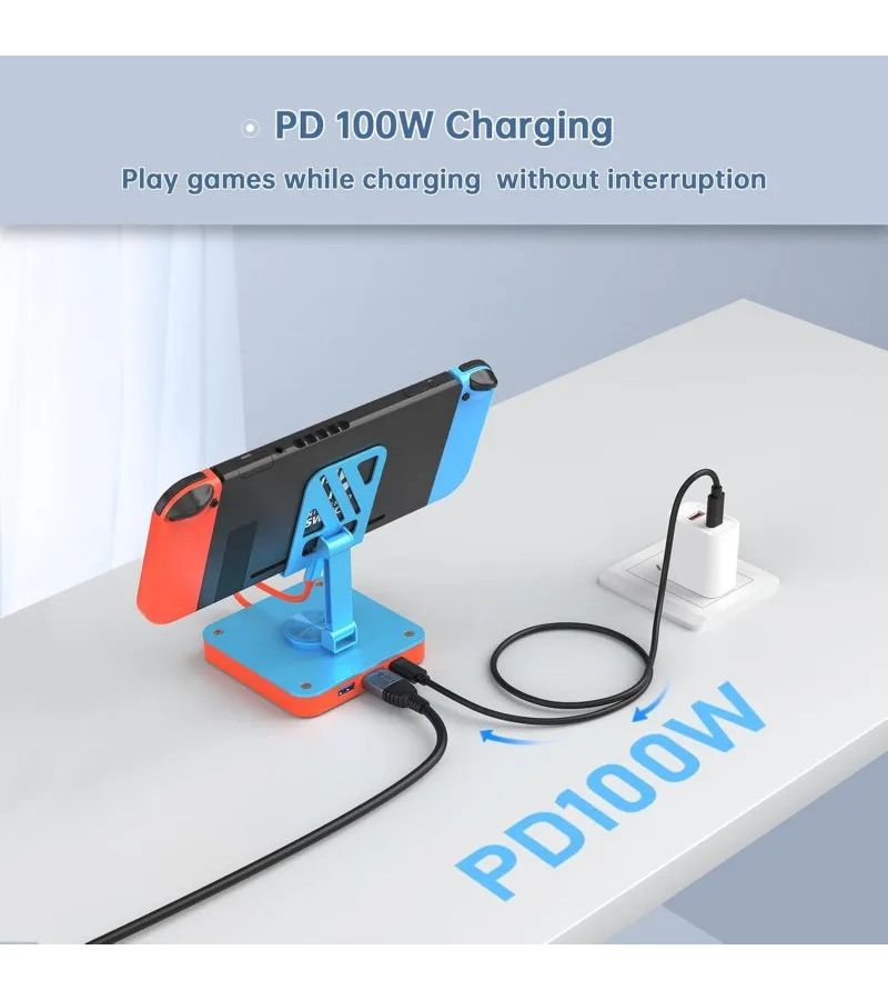 Red Blue USB C Stand Docking Station Foldable 4K HDTV 100W USB 2.0 iPad Pro Air iPhone - Image 3