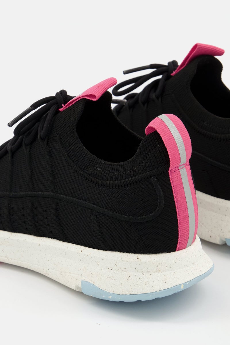 FitFlop Women Lace Up Trainers Shoes, Black - Image 3