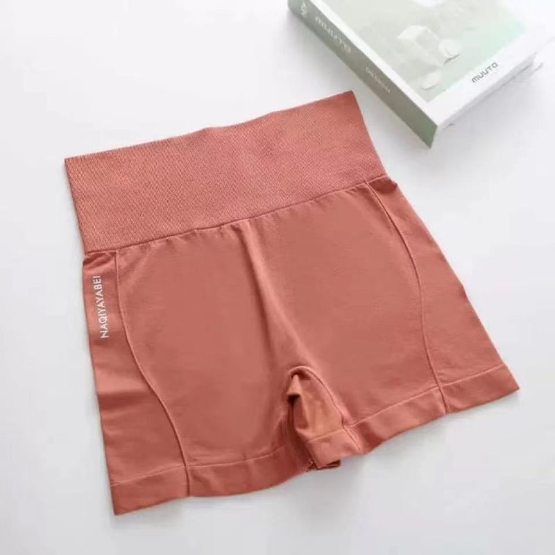 Generic Cross-border High Waist Belly-lifting Yoga Warm-up Pants Fitness Girls Slim-fit Tight Running Peach Shorts Women brick red  - Image 1
