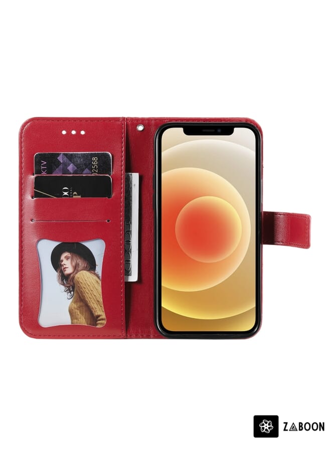 زبون غطاء حماية لهاتف موتورولا موتو G100 / إيدج إس، بنقشة زهور من سبع بتلات، غطاء قلاب أفقي من الجلد الصناعي مع حامل وفتحات للبطاقات ومحفظة وإطار للصور. - Image 4