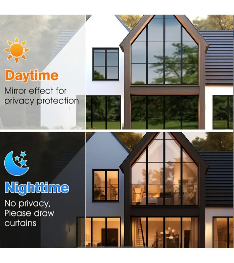 Light Blue Self-Adhesive Window Film 23.62x59.06in Sun Protection Privacy Glass - Image 4