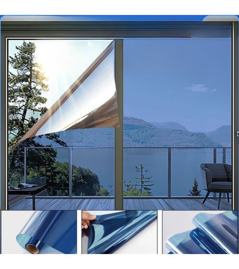 Light Blue Self-Adhesive Window Film 23.62x59.06in Sun Protection Privacy Glass - Image 3