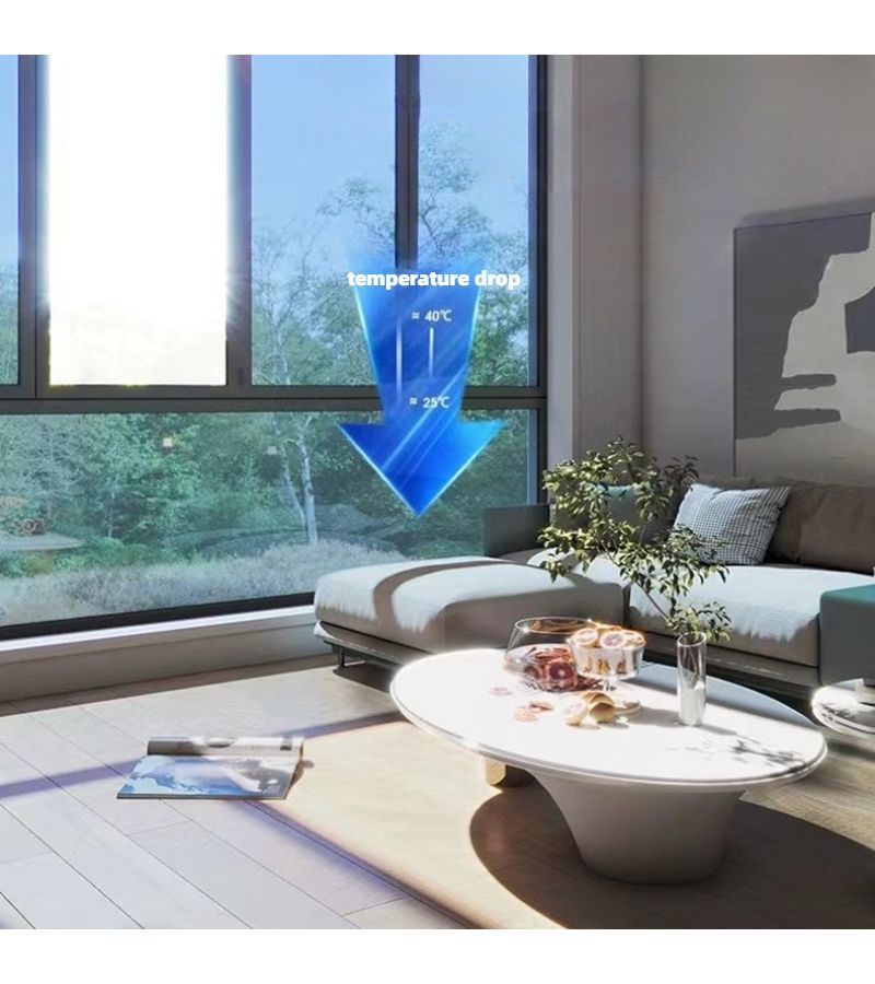 Light Blue Self-Adhesive Window Film 23.62x59.06in Sun Protection Privacy Glass - Image 2