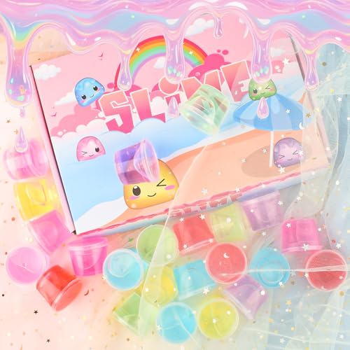 WUJYLY 24 Pack Mini SlimeClear Slime Party FavorsNonSticky Soft Stretchy Slime Kit for Classroom RewardsChristmas Stocking Stuffers Goodie Bag StuffersEaster Basket Stuffers for Kids Boys Girls - Image 5