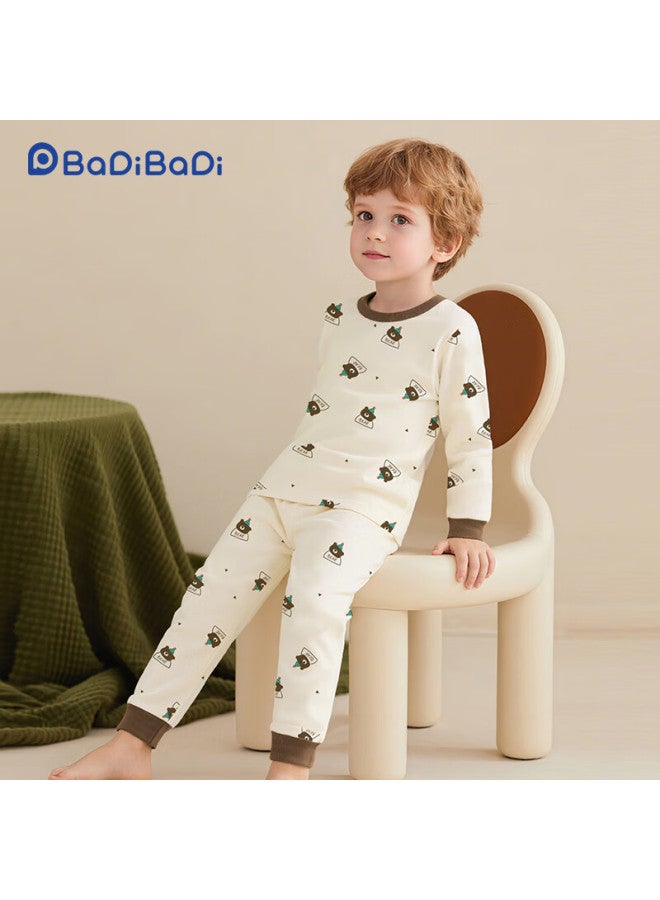 Badibadi Baby Toddler Pure Cotton Autumn Clothes Set Boys Girls Pajamas Homewear Forest Little Bear 80 - Image 1