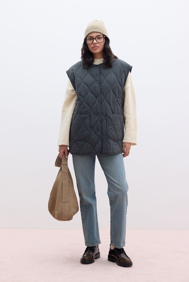 Manuka Quilted Pocket Vest Anthracite  - Image 1