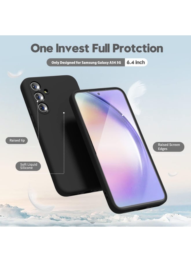 For Samsung Galaxy A54 Silicone Hard Back Color Cover,Camera Protection From Shocks From TPU Compatible with Samsung Galaxy A54 (6.4") (Black)