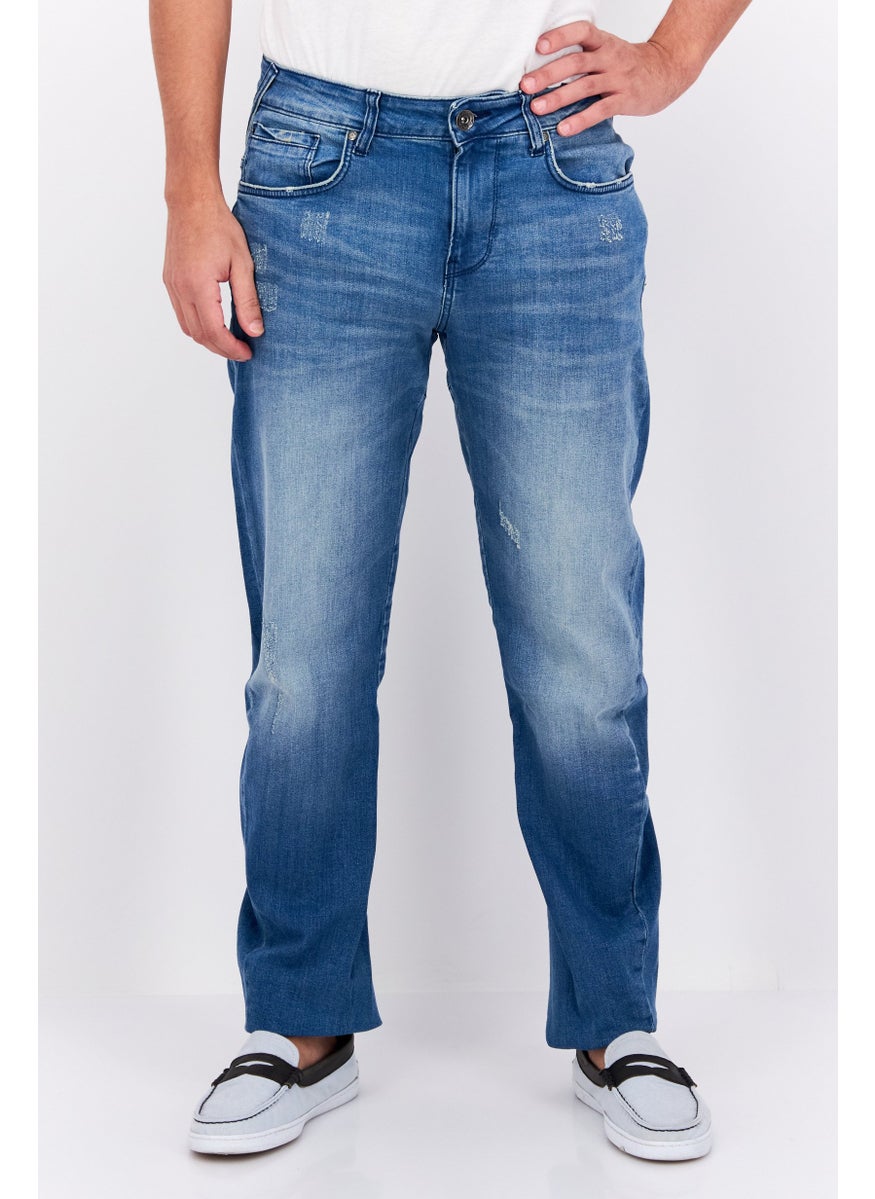 GAS Men Anti Fit Washed Stretchable Denim Jeans, Blue  - Image 1
