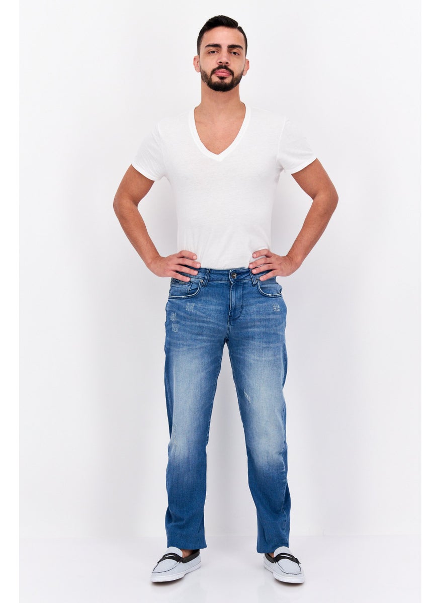 GAS Men Anti Fit Washed Stretchable Denim Jeans, Blue  - Image 4