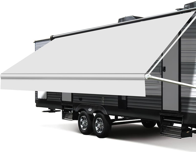 Xenjum RV Awning Fabric Replacement Upgraded 185oz Vinyl Camper Awning Replacement Universal Outdoor Canopy for Electric and Manual RV Awning 13Fabric 122 White - Image 3