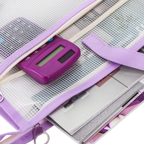 Hedume 3 Pcs A3 Project Bags Clear Mesh Sewing Bag with Zipper Handle Pockets Clear Mesh Design Art Supply Bag Artwork Storage Organize for Artworks Charts and Teaching Material Multipurpose - Image 3