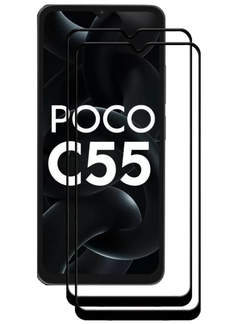 ACLIX 2 Pieces Antistatic ESD Dustproof Premium Quality High Definition Tempered Glass Screen Protector Designed For Xiaomi Poco C55 - Image 1