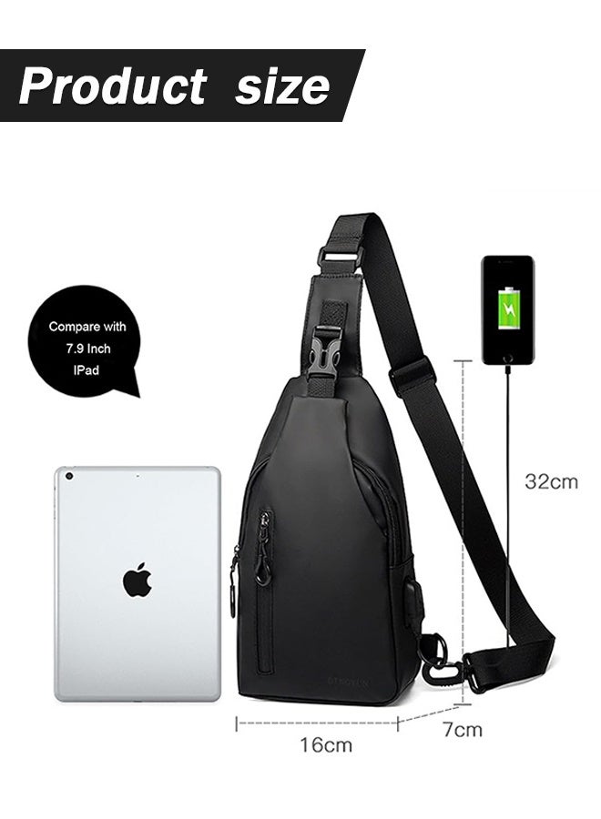Sweet Life Waterproof Sling Bag for Men Crossbody Bag Shoulder travel Backpack Sling with USB Charging Port Anti Theft Cross Body Bag Chest Daypack for Hiking Sports Running Women-Black - Image 2