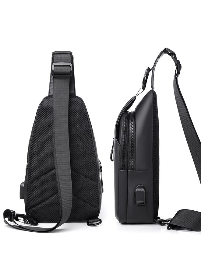 Sweet Life Waterproof Sling Bag for Men Crossbody Bag Shoulder travel Backpack Sling with USB Charging Port Anti Theft Cross Body Bag Chest Daypack for Hiking Sports Running Women-Black - Image 3