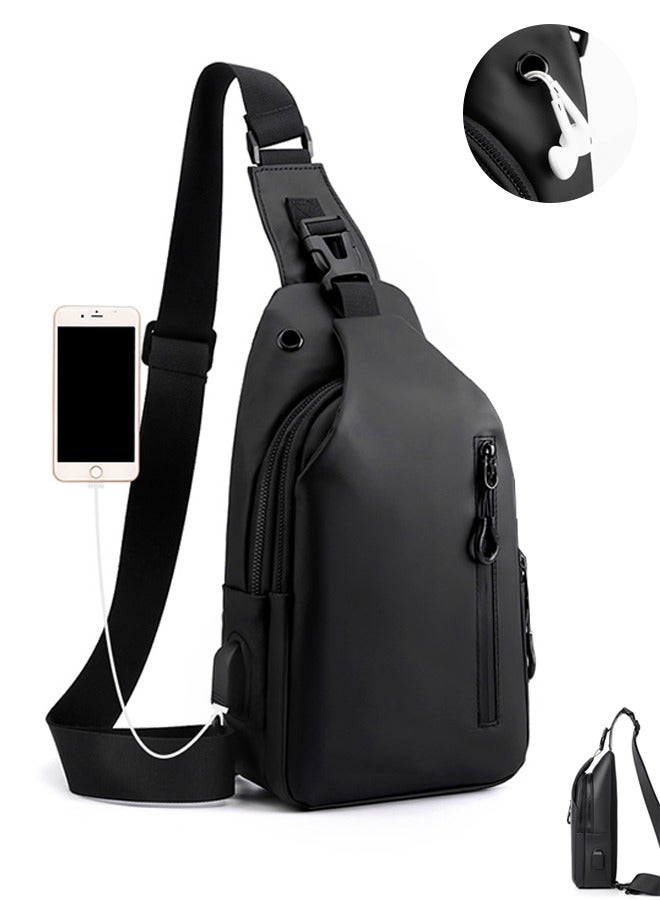 Sweet Life Waterproof Sling Bag for Men Crossbody Bag Shoulder travel Backpack Sling with USB Charging Port Anti Theft Cross Body Bag Chest Daypack for Hiking Sports Running Women-Black - Image 1