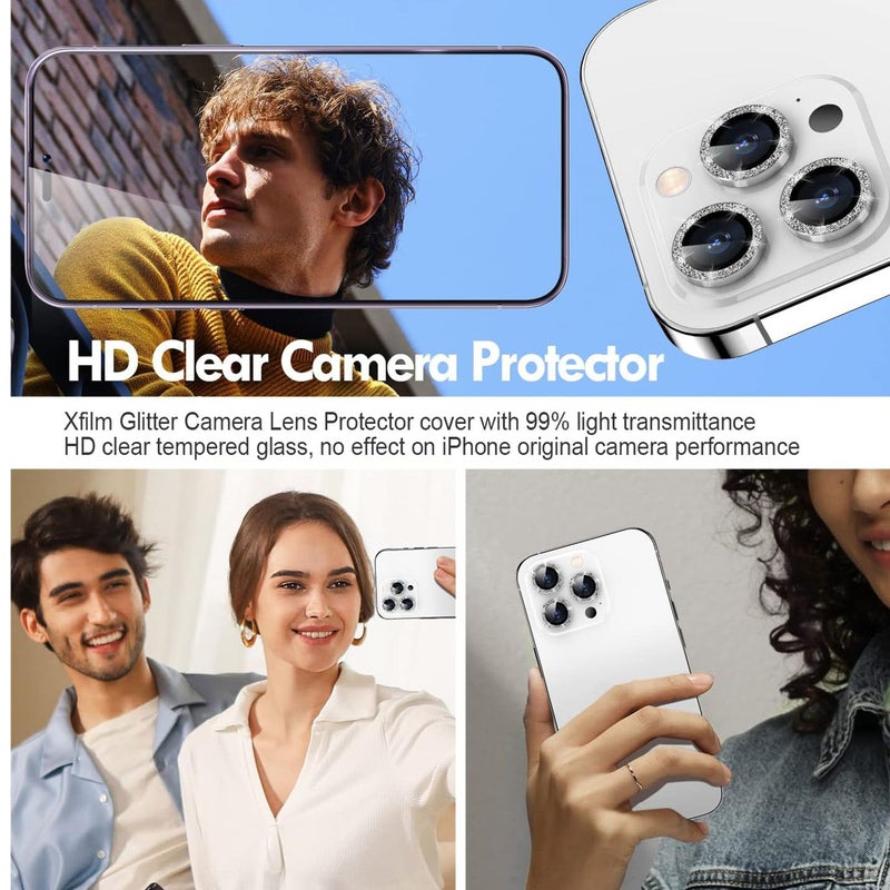 12 Pcs Shiny Rhinestone Camera Lens Protector For Iphone 17 Pro Pro Max 9H Tempered Glass Camera Cover Screen Protector Titanium Perfect Fit Secure Gap Free - Image 4