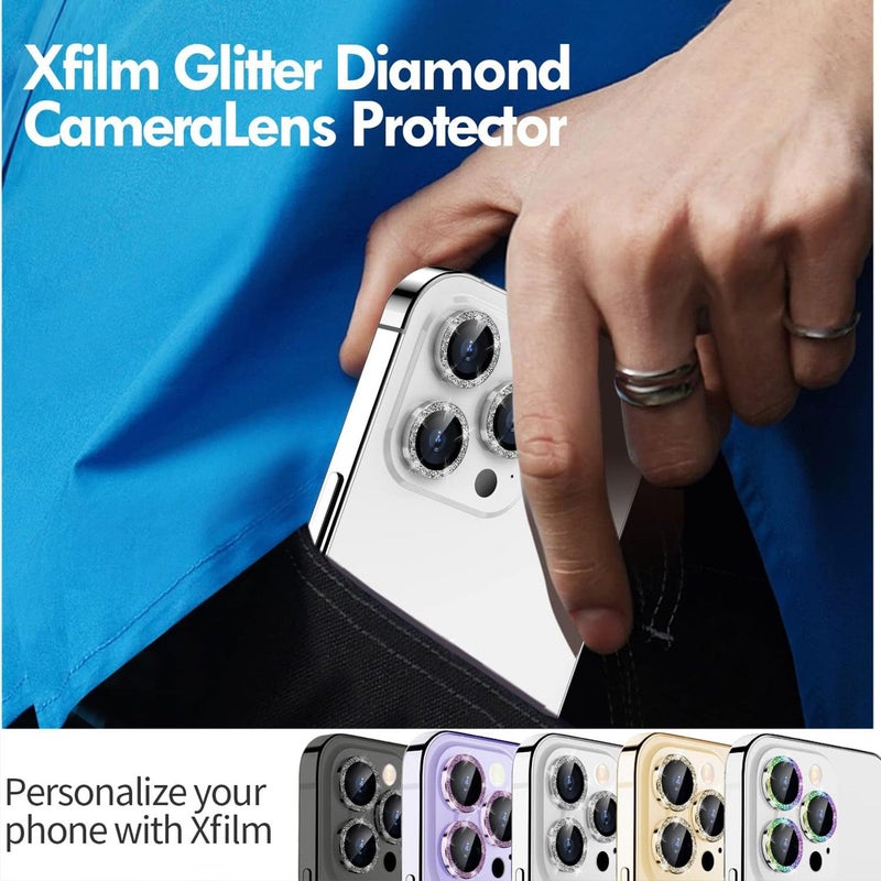 12 Pcs Shiny Rhinestone Camera Lens Protector For Iphone 17 Pro Pro Max 9H Tempered Glass Camera Cover Screen Protector Titanium Perfect Fit Secure Gap Free - Image 5