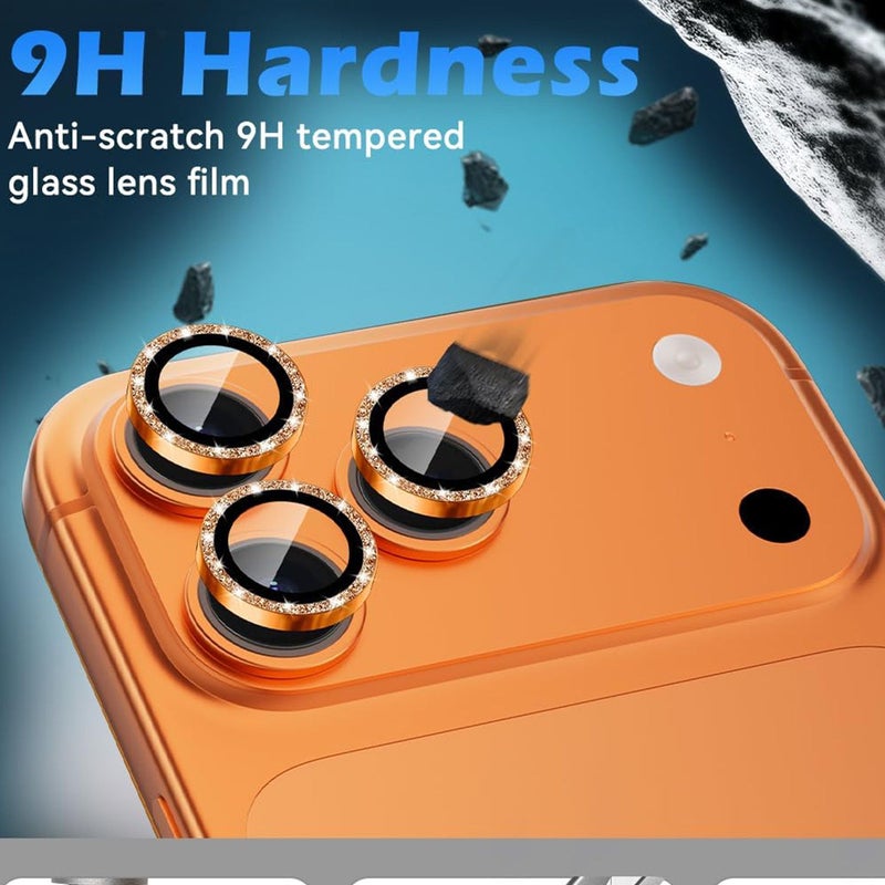 12 Pcs Shiny Rhinestone Camera Lens Protector For Iphone 17 Pro Pro Max 9H Tempered Glass Camera Cover Screen Protector Titanium Perfect Fit Secure Gap Free - Image 2